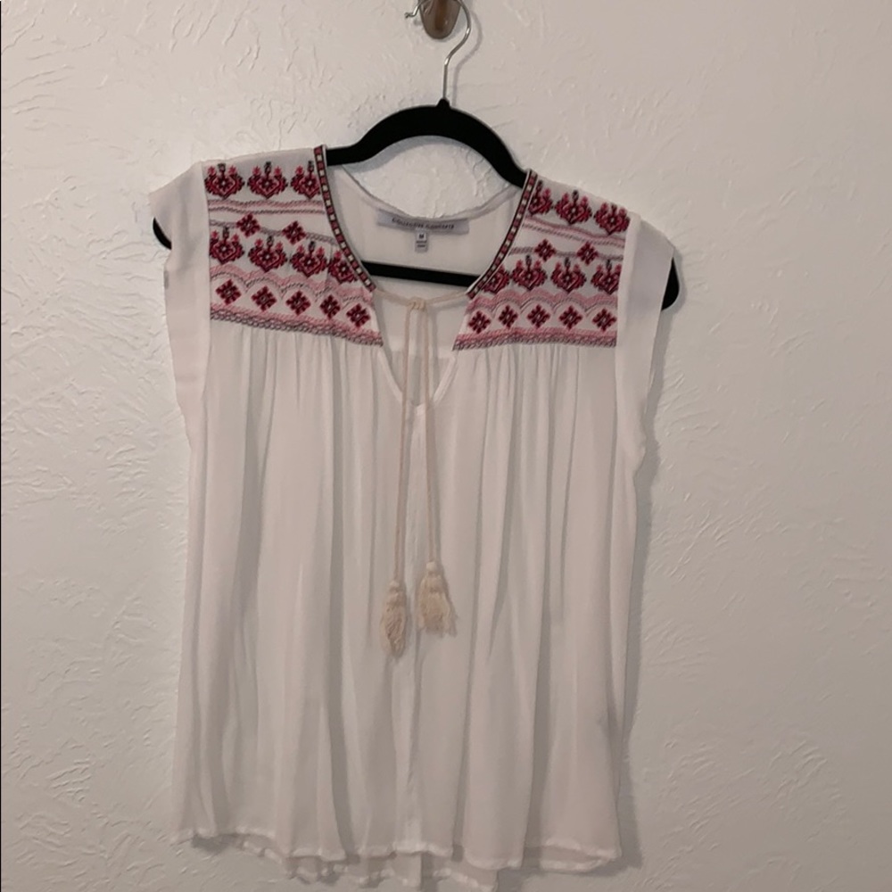 Sheer embroidered blouse